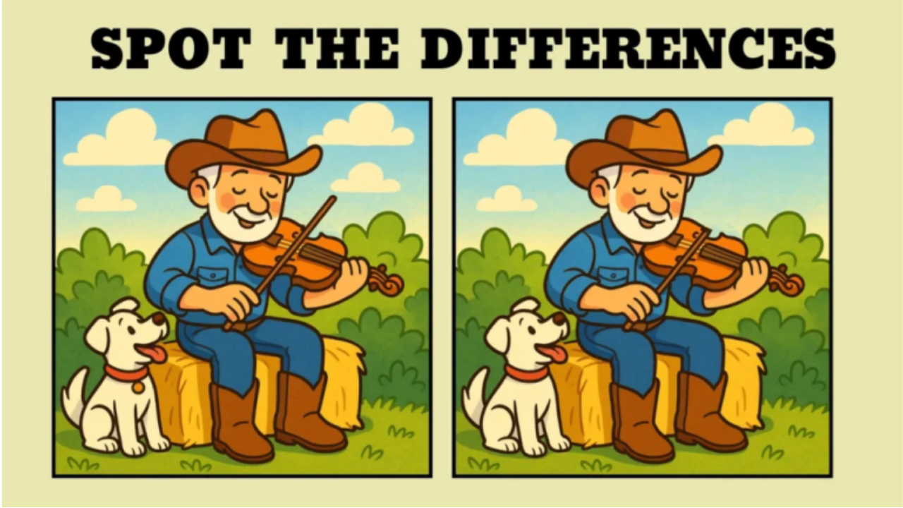 Spot the Difference: Man Playing Guitar and Dog Picture